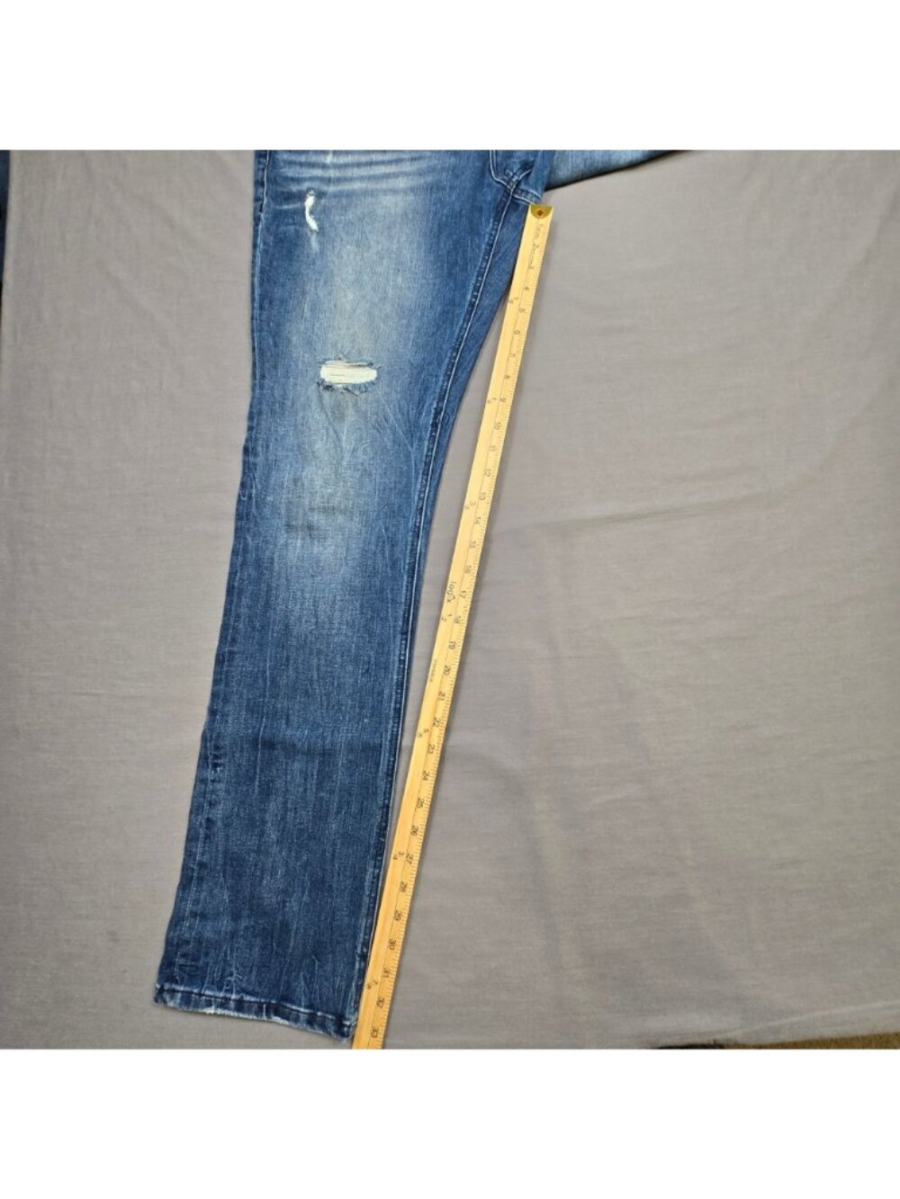 Seven7 W34 L34 Mens Slim Straight Jeans Distressed Blue Denim Casual Wear - Picture 4 of 7